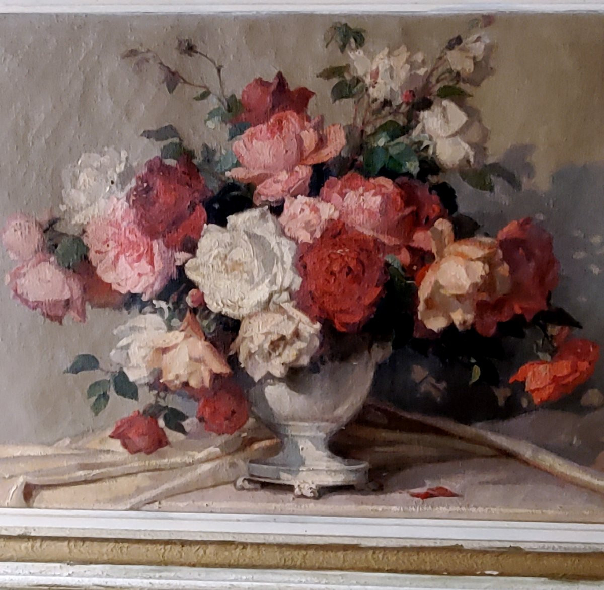 dipinto olio su tela soggetto floreale firmato Maurice Decamps -photo-2