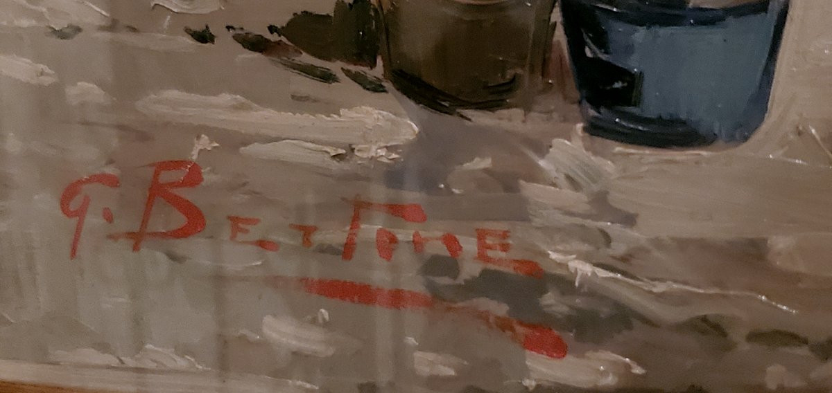 Dipinto olio su tela Marina con barche  ,epoca XX secolo ,di grandi dimensioni -photo-3
