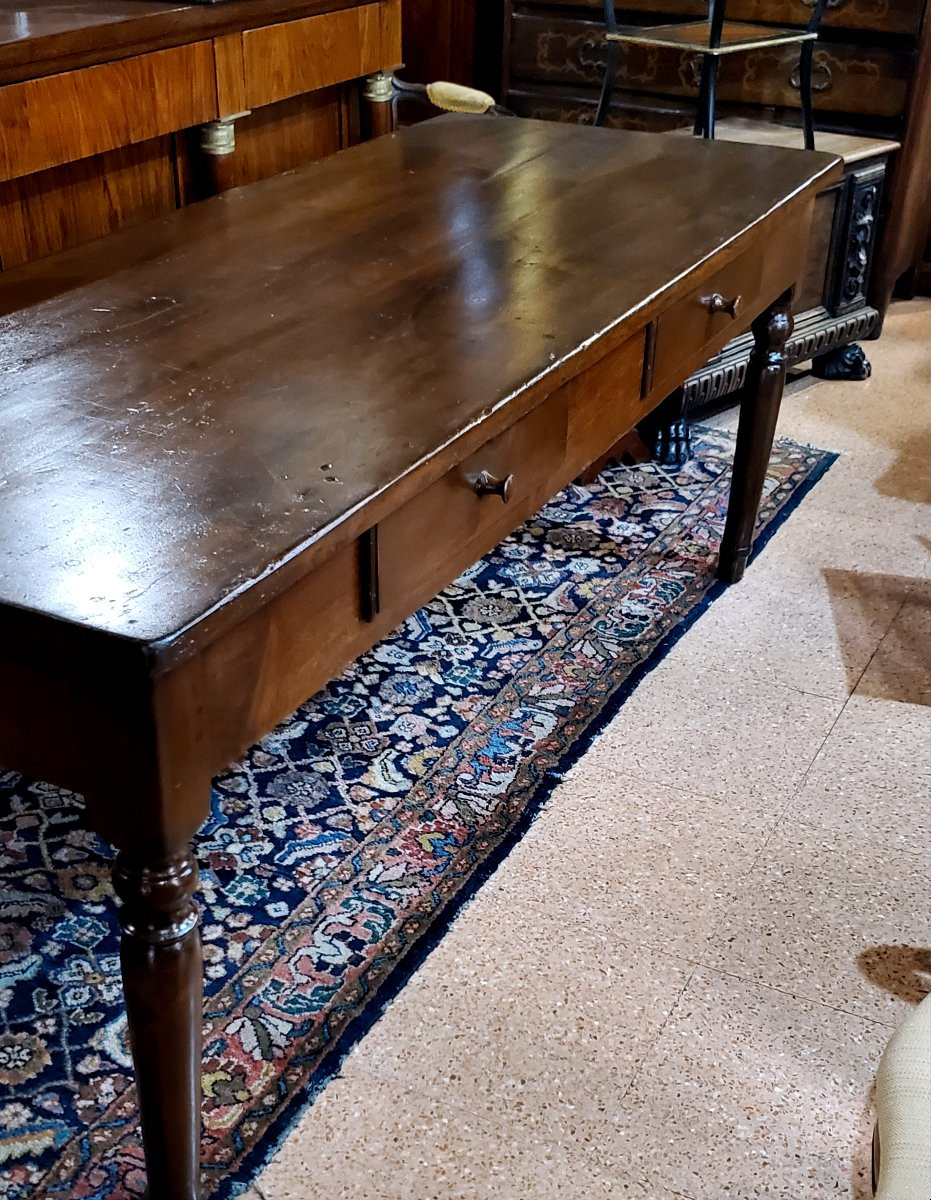 tavolo in legno di noce epoca Luigi Filippo 1840 circa , di ampie dimensioni 2 metri-photo-2