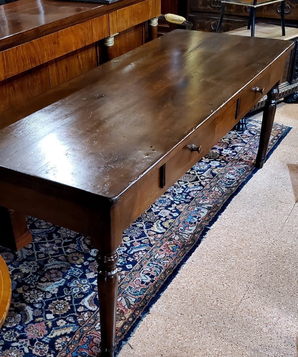tavolo in legno di noce epoca Luigi Filippo 1840 circa , di ampie dimensioni 2 metri-photo-1