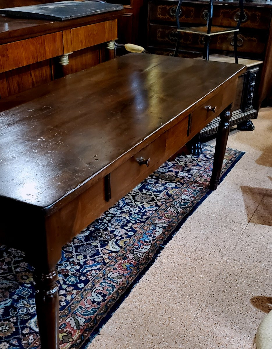 tavolo in legno di noce epoca Luigi Filippo 1840 circa , di ampie dimensioni 2 metri-photo-2