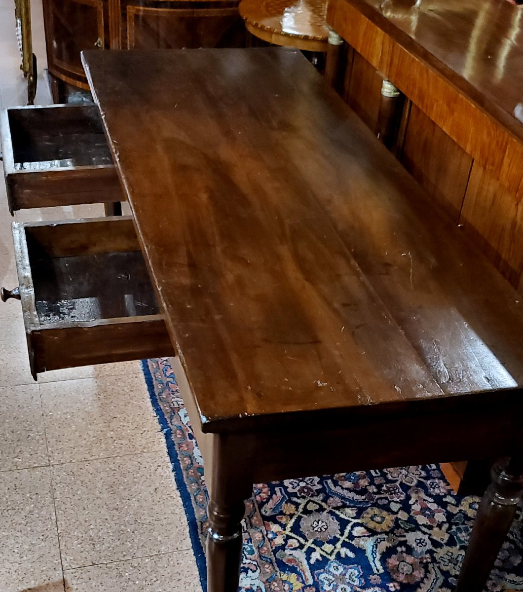 tavolo in legno di noce epoca Luigi Filippo 1840 circa , di ampie dimensioni 2 metri-photo-3