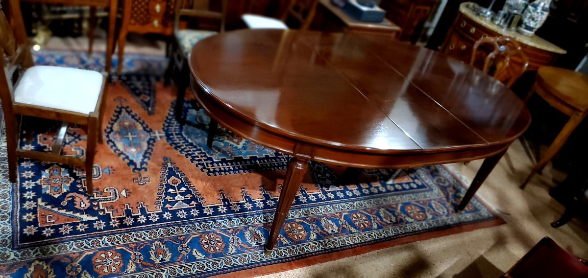 tavolo francese allungabile  in mogano stile Luigi XVI ,con 2 prolunghe originali -photo-2