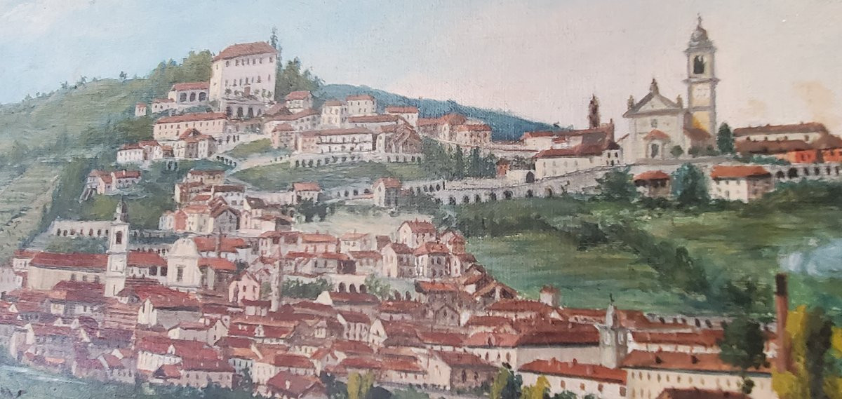 Dipinto olio su tela raffigurante veduta del Piemonte   anni primi 1900, di ottima qualità pitt-photo-3