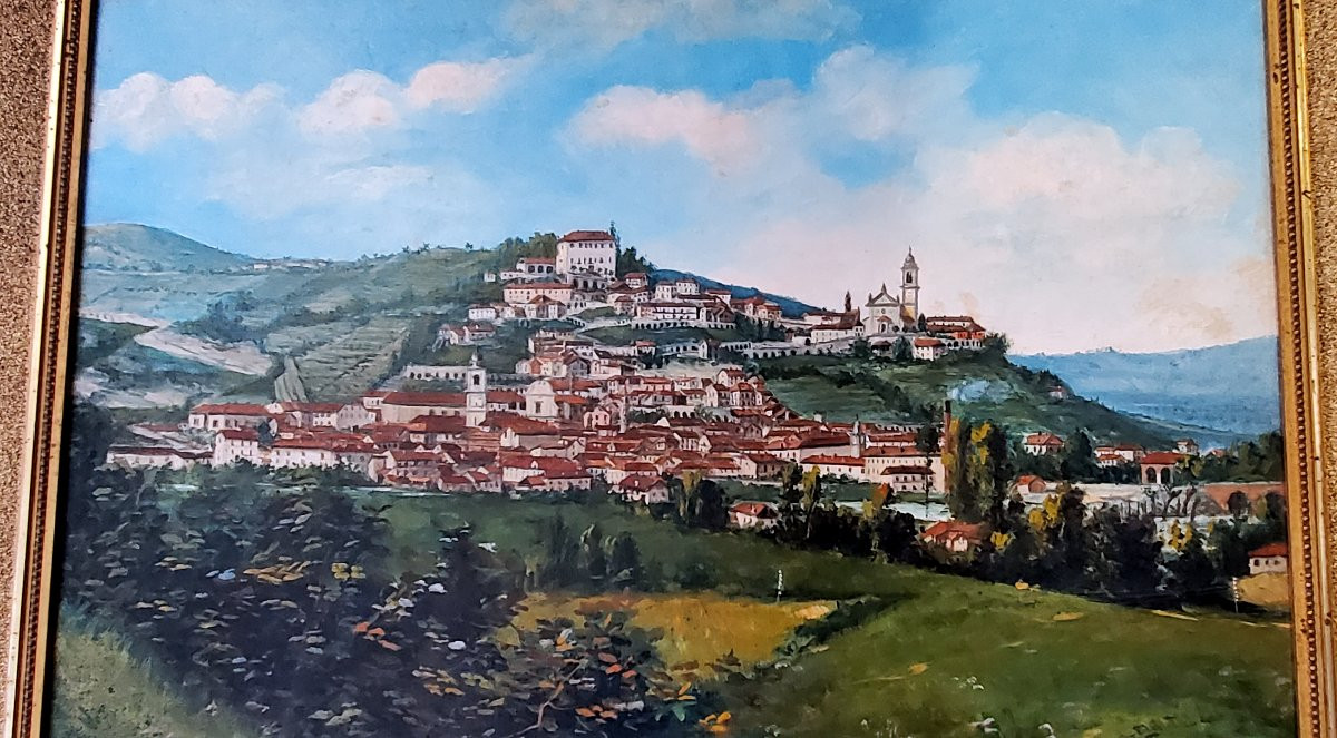 Dipinto olio su tela raffigurante veduta del Piemonte   anni primi 1900, di ottima qualità pitt-photo-5