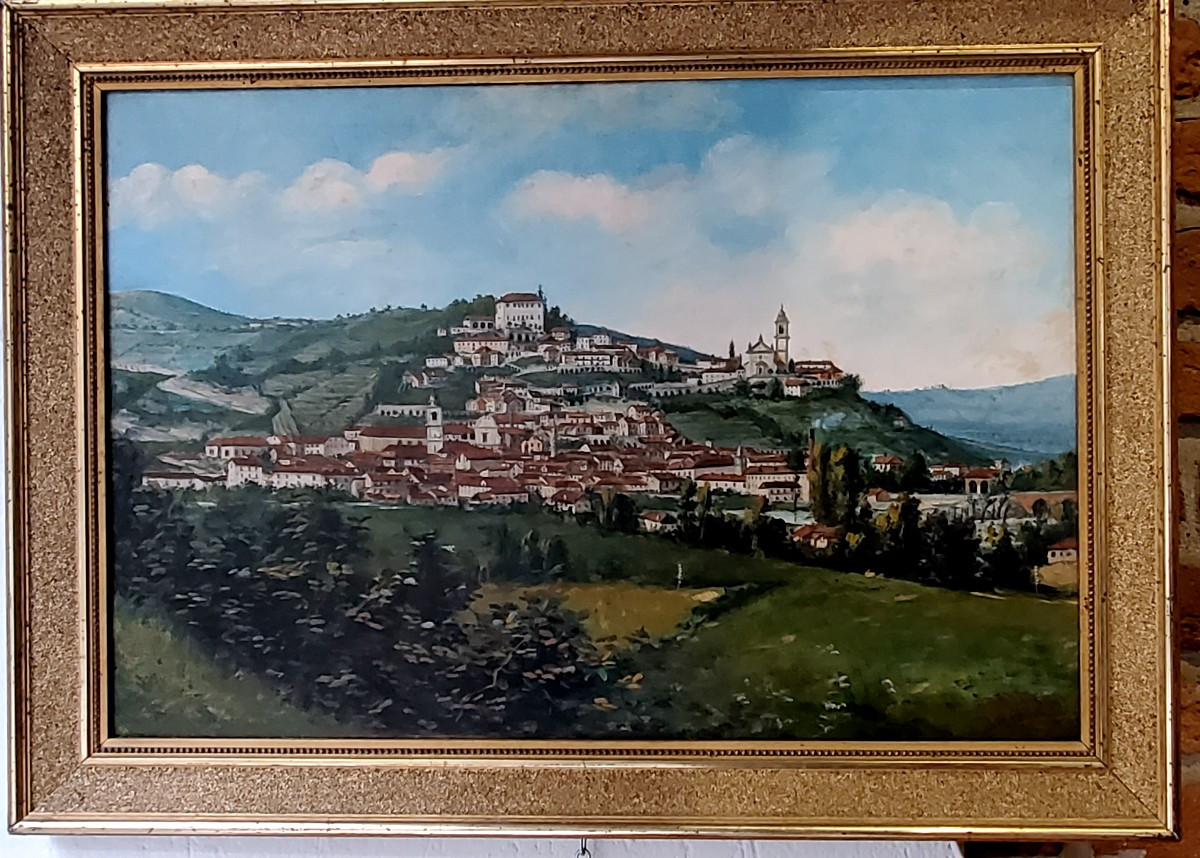 Dipinto olio su tela raffigurante veduta del Piemonte   anni primi 1900, di ottima qualità pitt