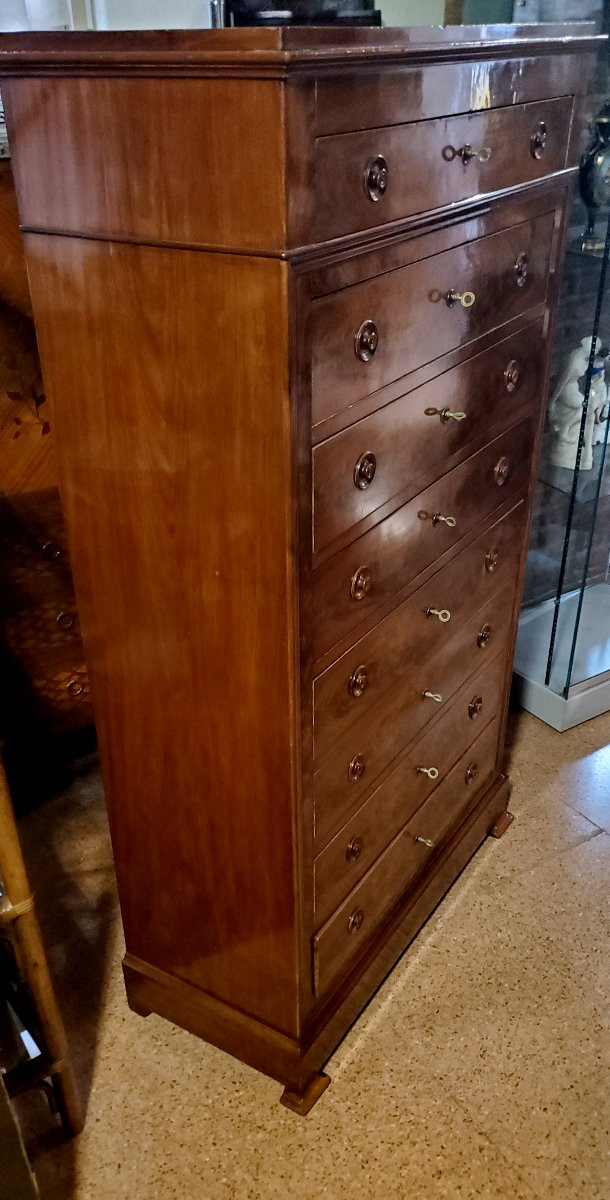 Mobile a 8 cassetti epoca 1850 di manifattura francese in legno di mogano cubano .-photo-1