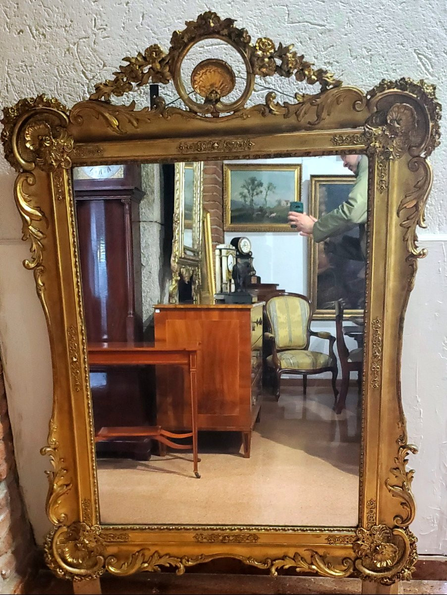 Specchiera in legno dorato epoca 1850  Luigi Filippo manifattura Francese .-photo-2