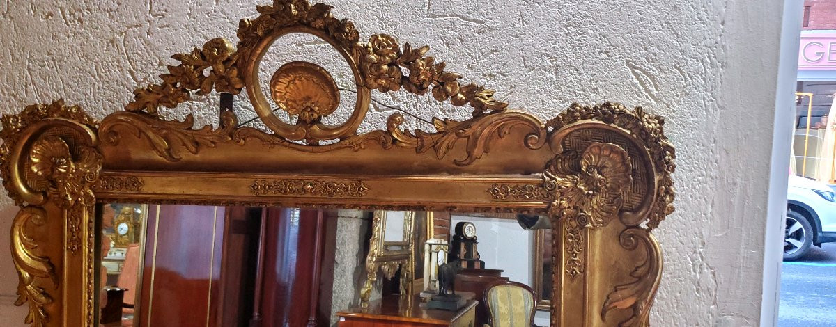Specchiera in legno dorato epoca 1850  Luigi Filippo manifattura Francese .-photo-3