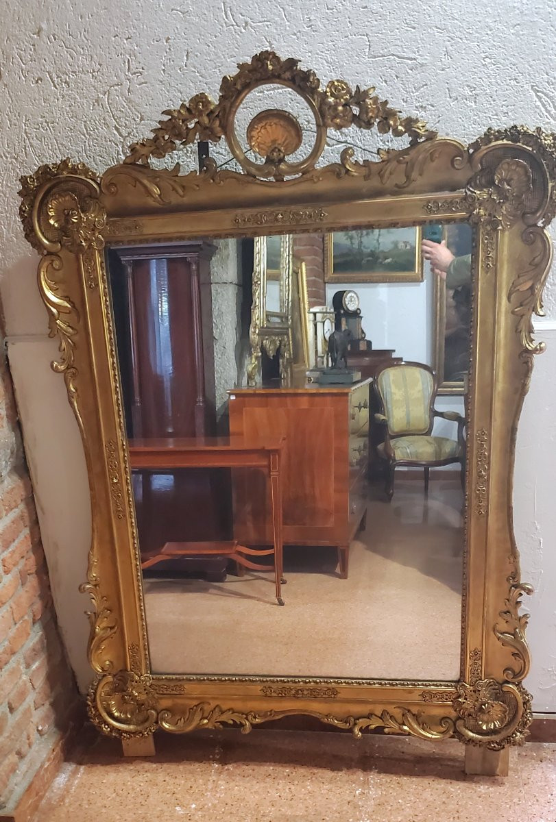 Specchiera in legno dorato epoca 1850  Luigi Filippo manifattura Francese .-photo-1