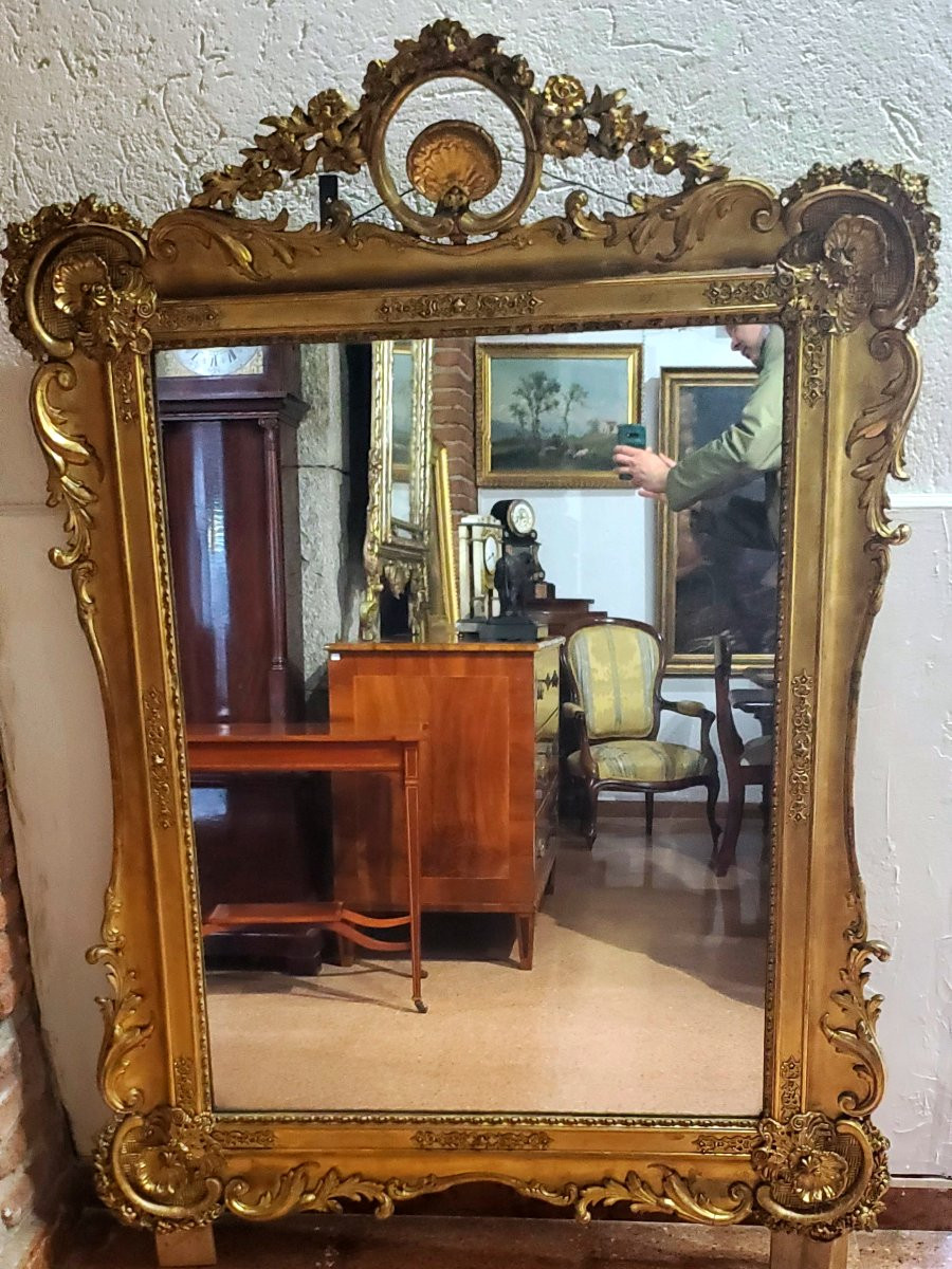 Specchiera in legno dorato epoca 1850  Luigi Filippo manifattura Francese .-photo-2