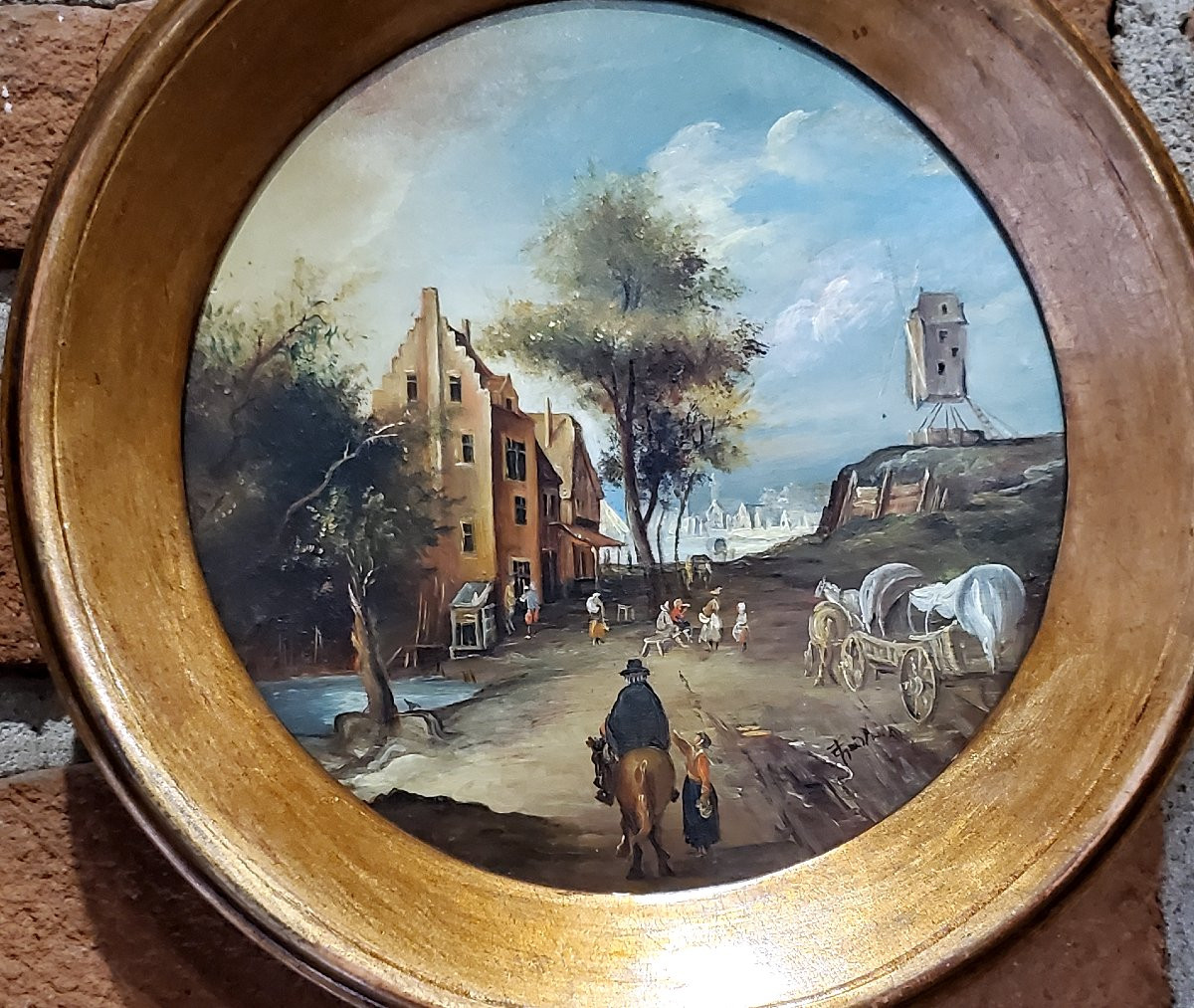2 miniature olandesi dipinte su latta ,fine 1800-photo-2