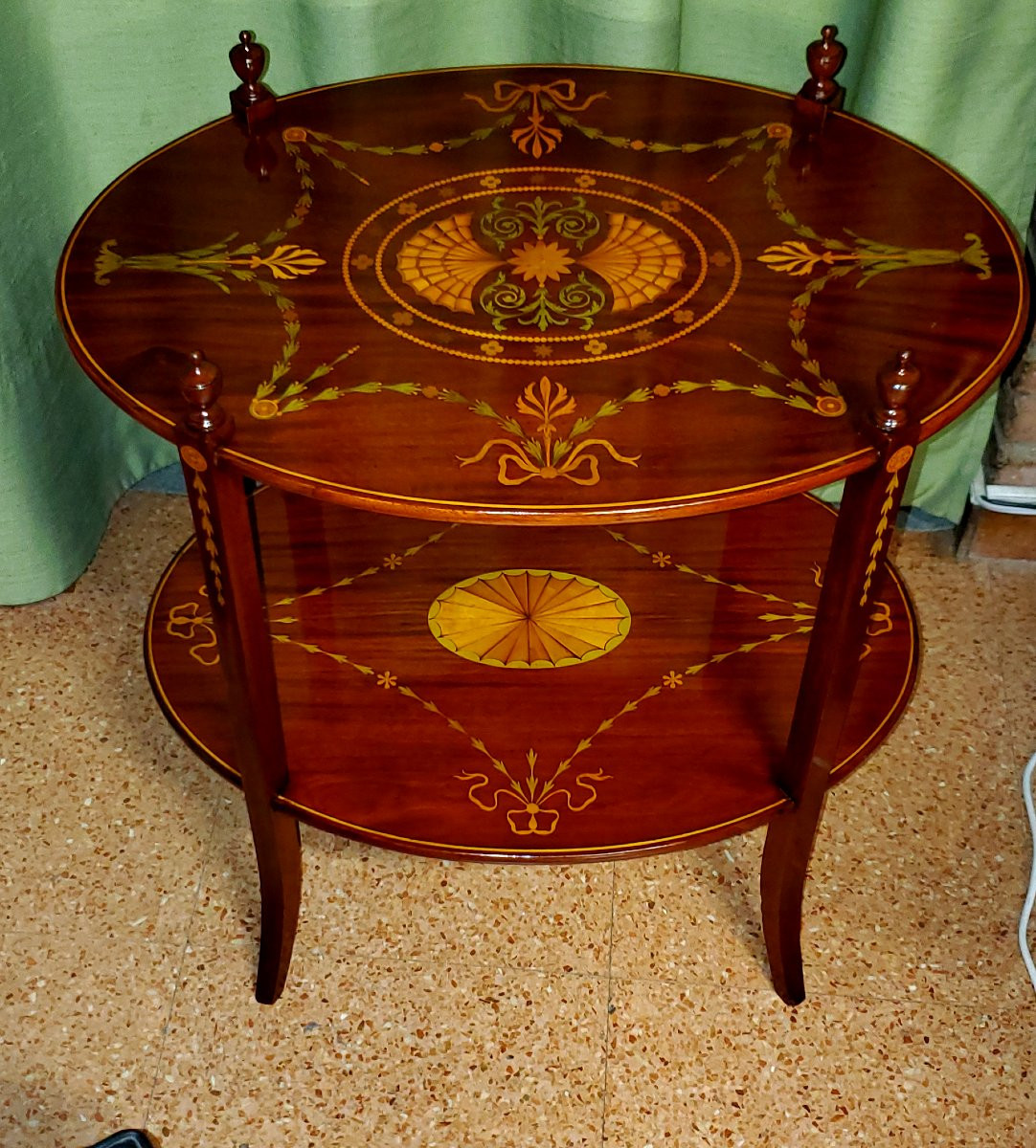 Antico Tavolino manifattura  Inglese epoca 1860 circa  in legno di mogano -photo-4