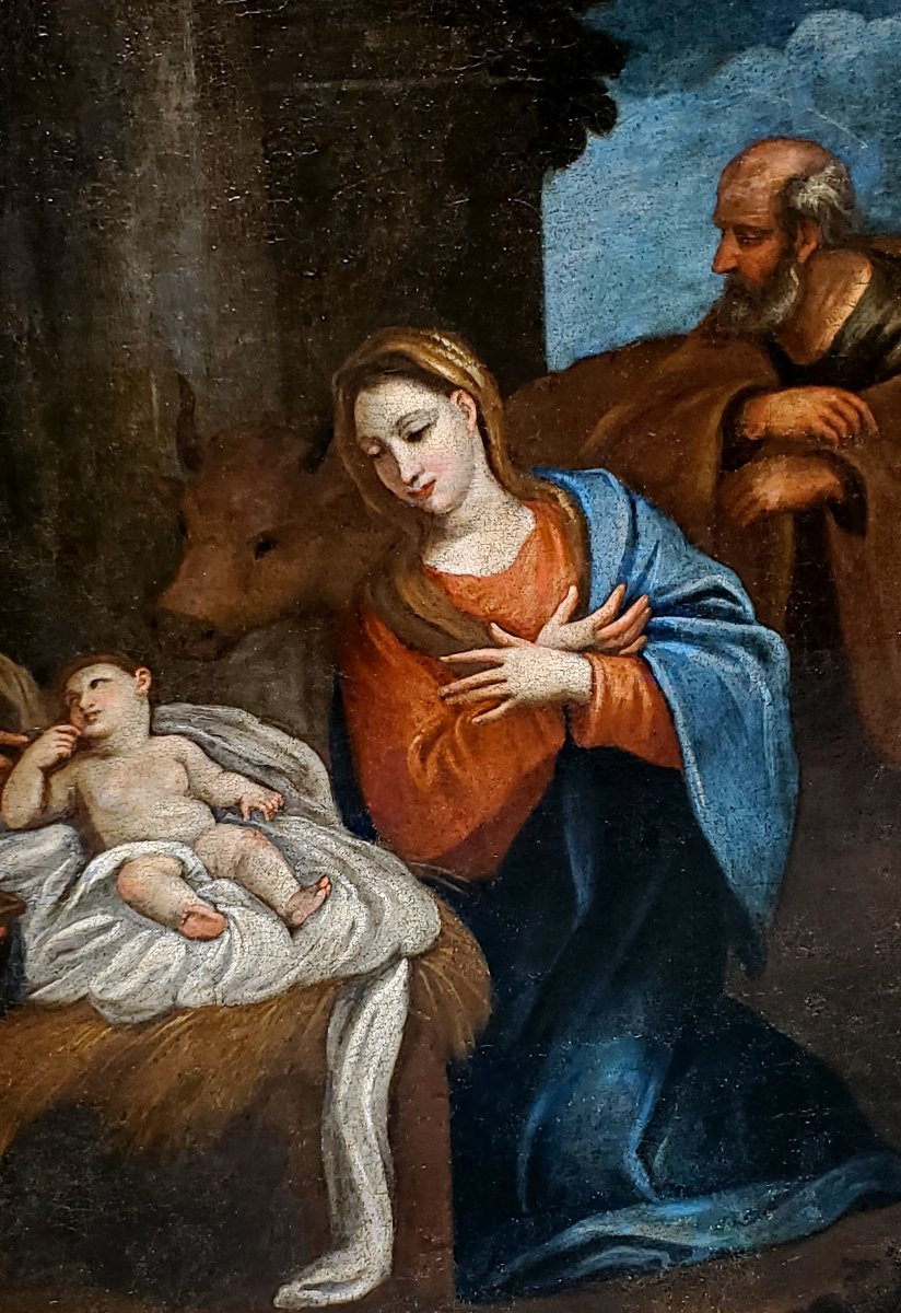 Dipinto olio su tela raffigurante l'Adorazione dei Magi .(Natività)-photo-2