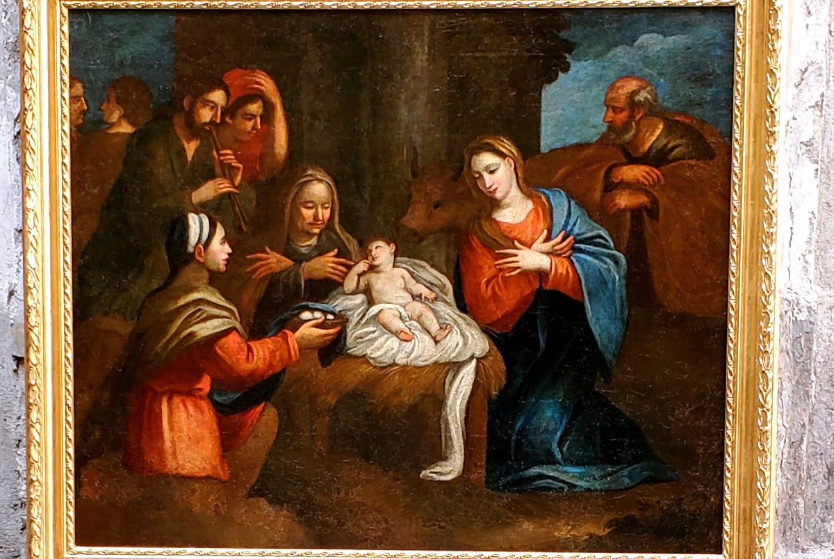 Dipinto olio su tela raffigurante l'Adorazione dei Magi .(Natività)-photo-3