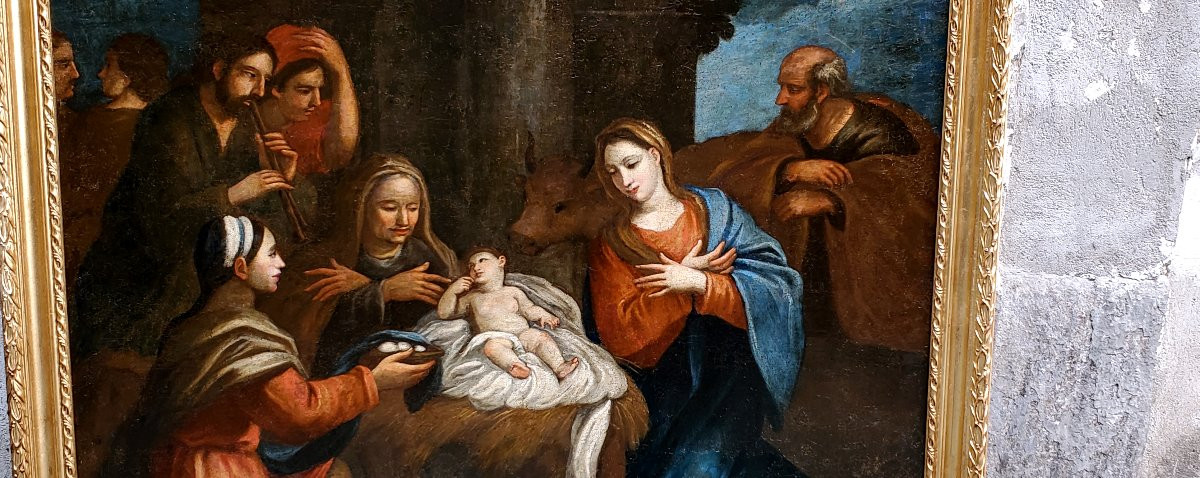 Dipinto olio su tela raffigurante l'Adorazione dei Magi .(Natività)-photo-4