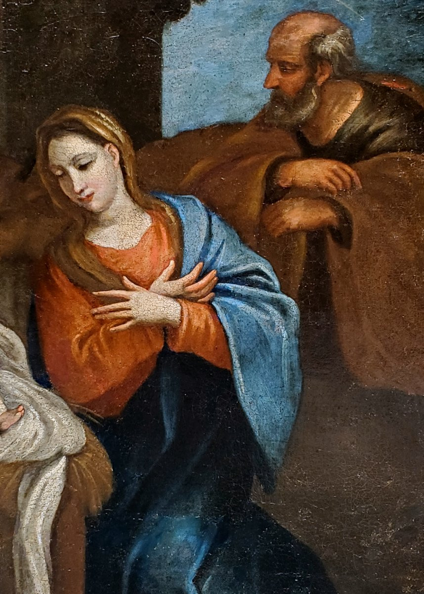 Dipinto olio su tela raffigurante l'Adorazione dei Magi .(Natività)-photo-2