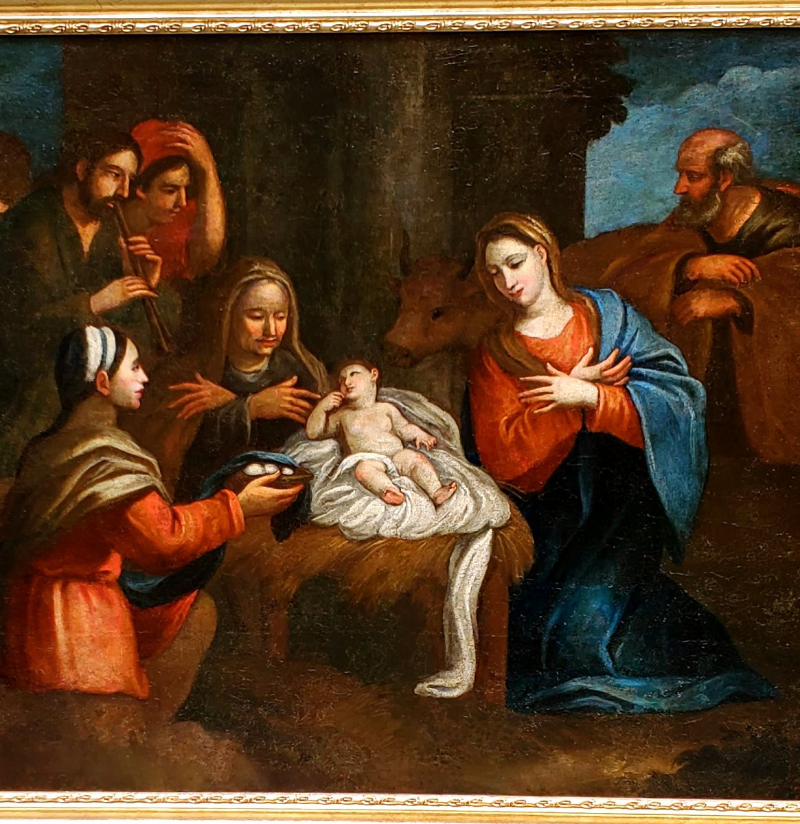 Dipinto olio su tela raffigurante l'Adorazione dei Magi .(Natività)-photo-4
