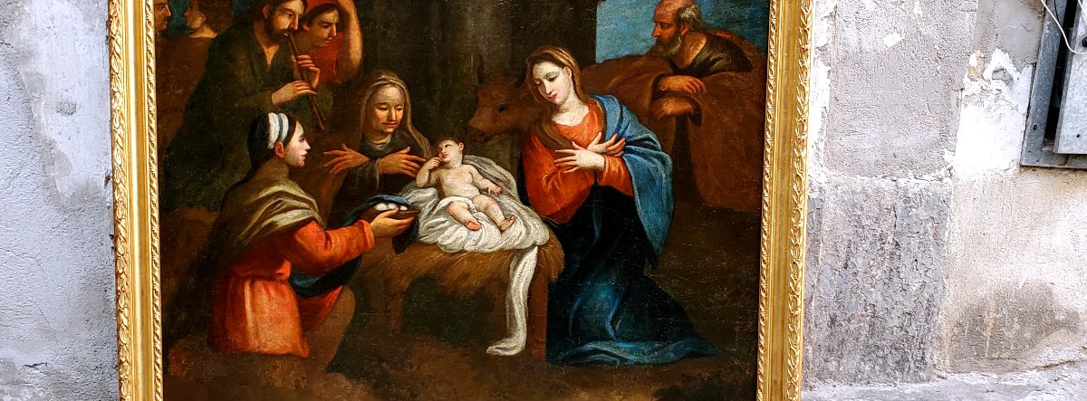 Dipinto olio su tela raffigurante l'Adorazione dei Magi .(Natività)-photo-5