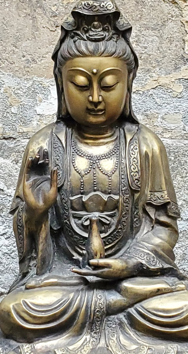 Statua di Buddha in bronzo epoca  fine 1800 dal peso di 20 kg-photo-2