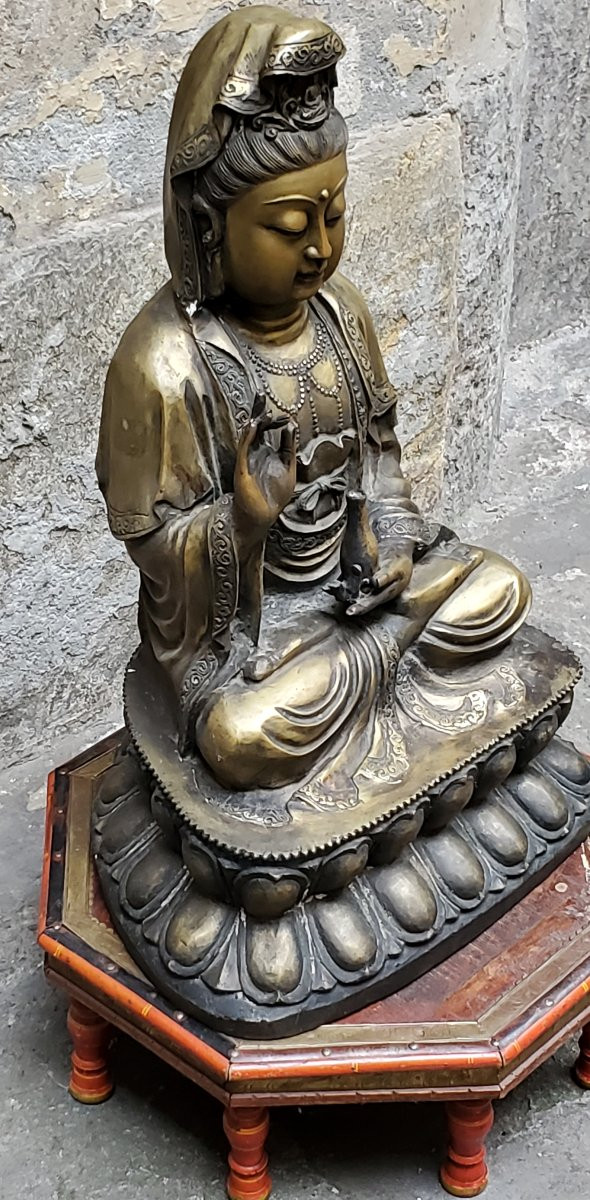 Statua di Buddha in bronzo epoca  fine 1800 dal peso di 20 kg-photo-3