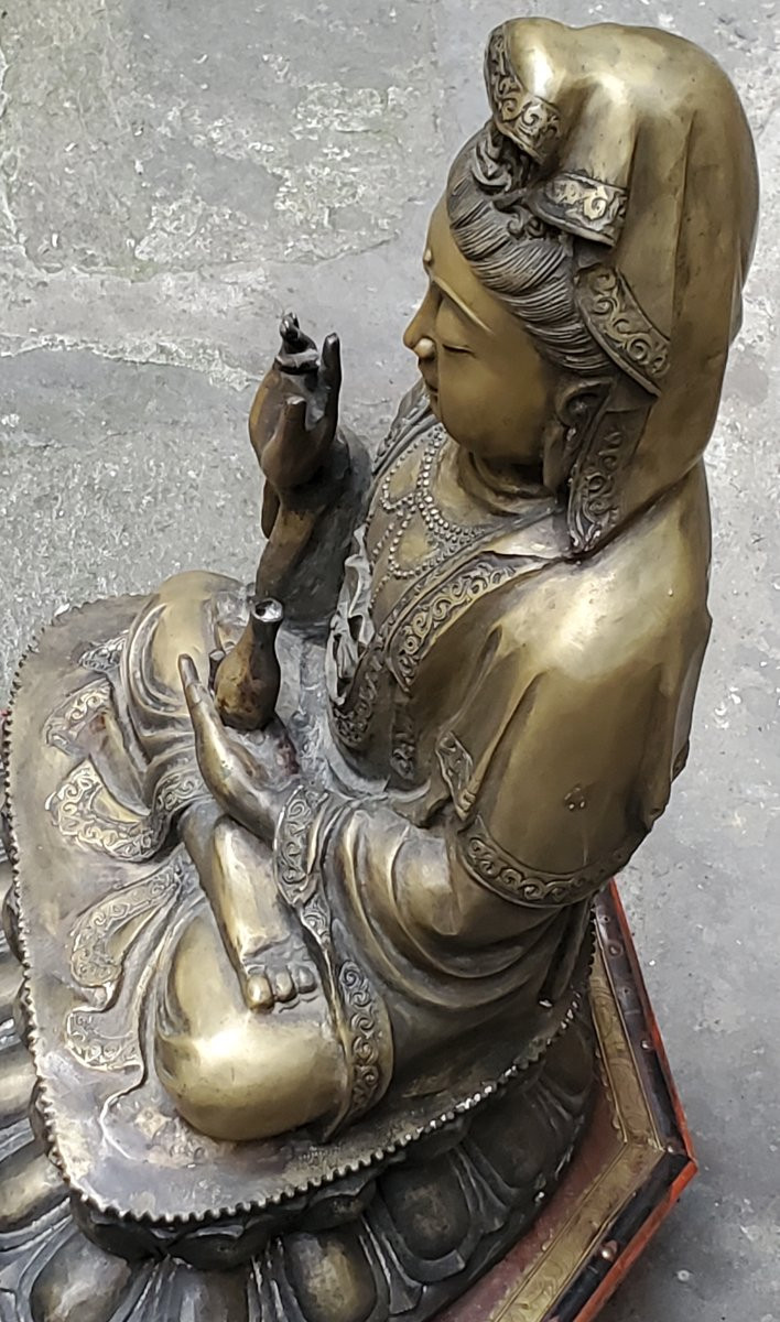 Statua di Buddha in bronzo epoca  fine 1800 dal peso di 20 kg-photo-4