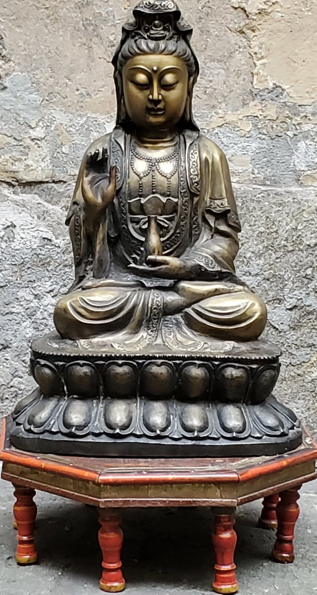 Statua di Buddha in bronzo epoca  fine 1800 dal peso di 20 kg-photo-2