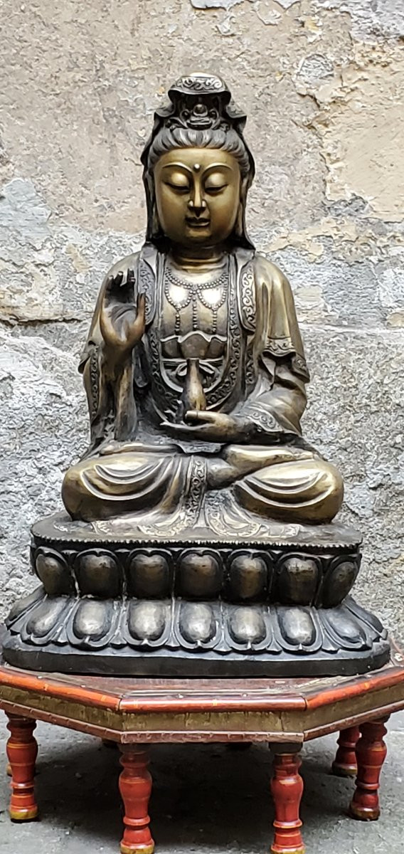 Statua di Buddha in bronzo epoca  fine 1800 dal peso di 20 kg-photo-3