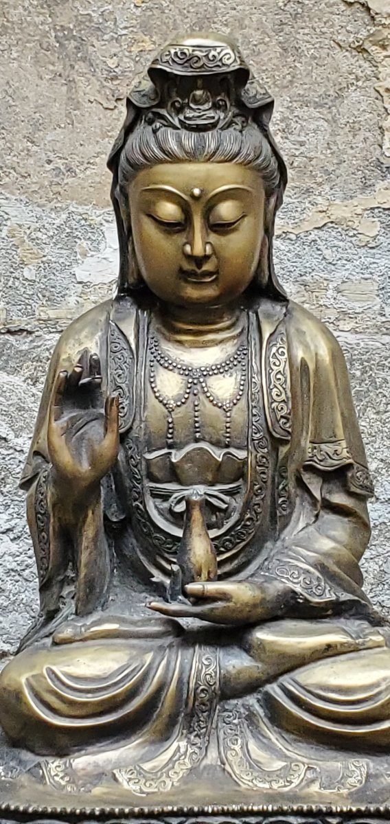 Statua di Buddha in bronzo epoca  fine 1800 dal peso di 20 kg-photo-4