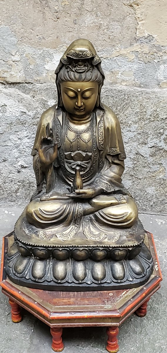 Statua di Buddha in bronzo epoca  fine 1800 dal peso di 20 kg-photo-5