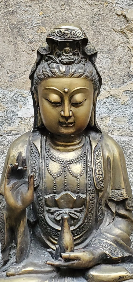 Statua di Buddha in bronzo epoca  fine 1800 dal peso di 20 kg-photo-6