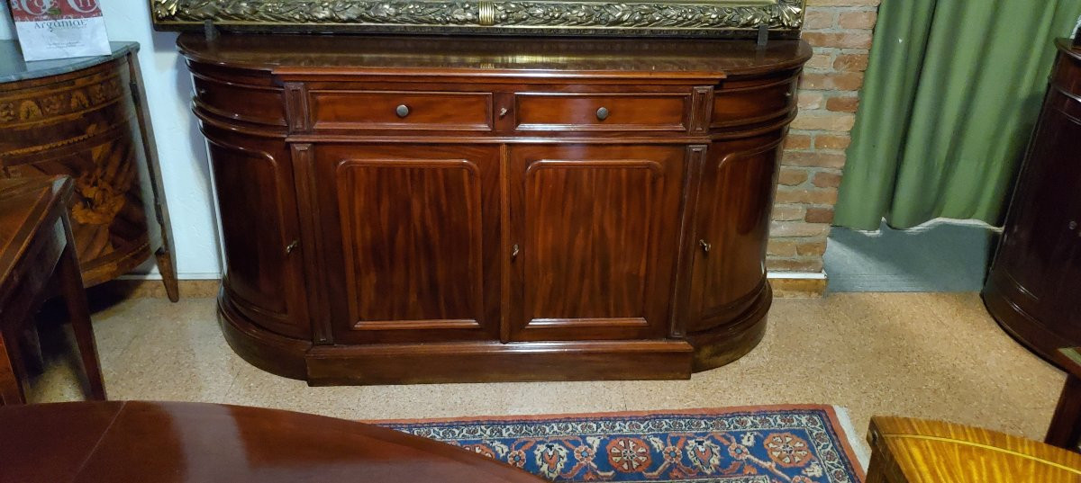 Antica credenza Luigi Filippo epoca 1850 (circa) in legno di mogano cubano.-photo-1