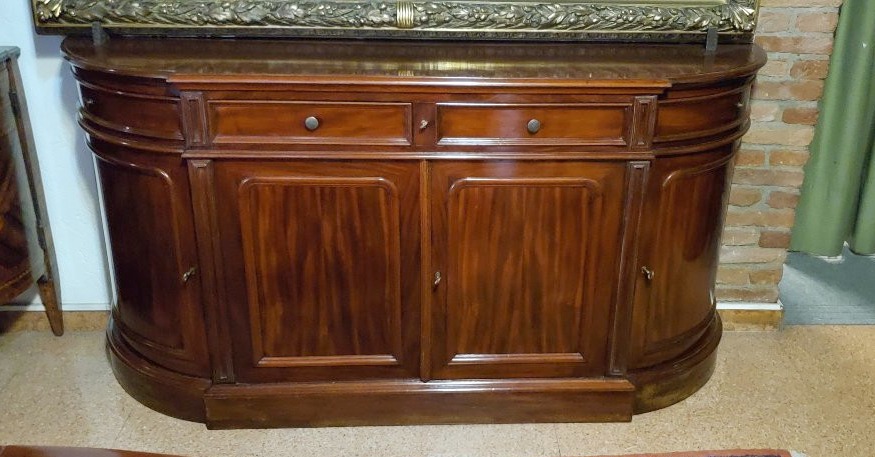 Antica credenza Luigi Filippo epoca 1850 (circa) in legno di mogano cubano.-photo-1