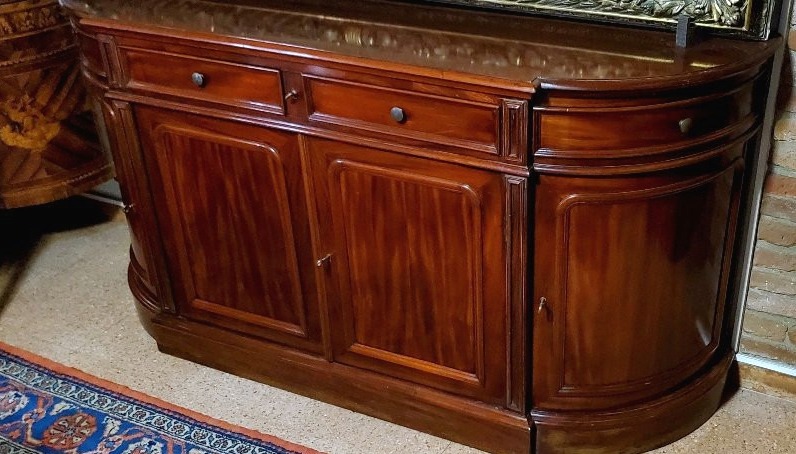 Antica credenza Luigi Filippo epoca 1850 (circa) in legno di mogano cubano.-photo-2