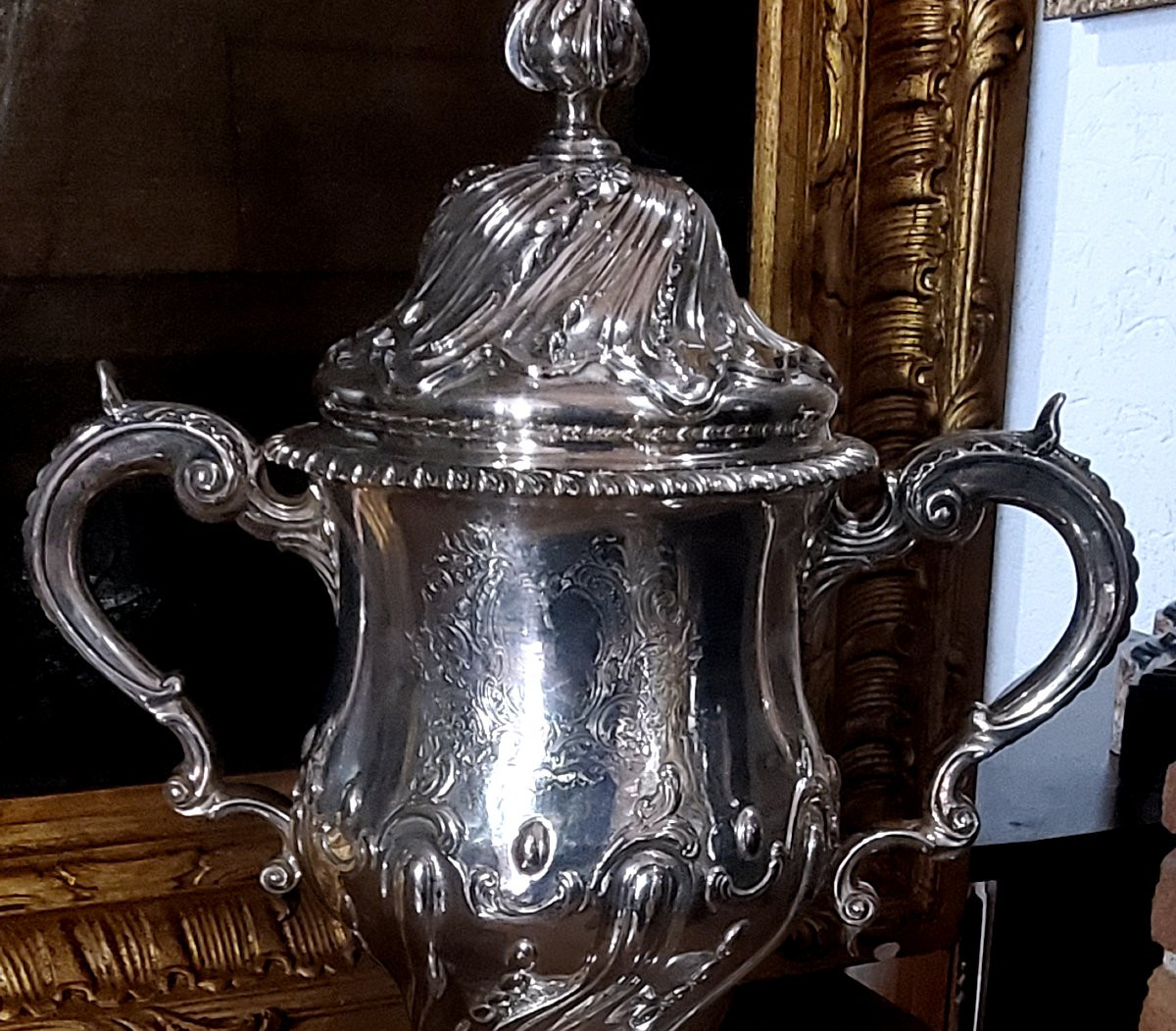 Coppa, centro tavola in Argento 925 manifattura Inglese Londra epoca 1763 -photo-3