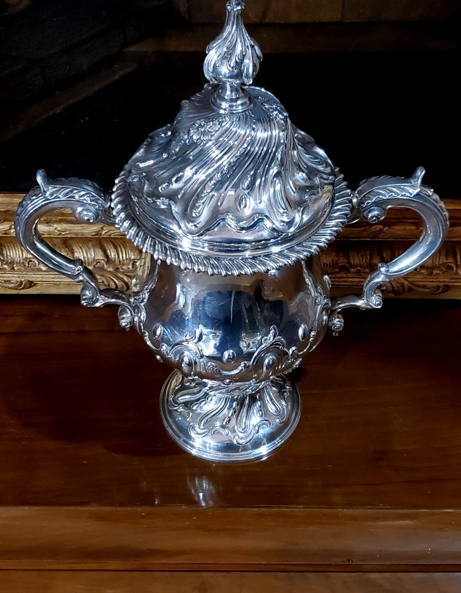 Coppa, centro tavola in Argento 925 manifattura Inglese Londra epoca 1763 -photo-1