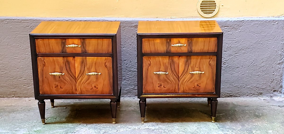 Comodini Art Decò in noce ,manifattura Italiana -photo-1
