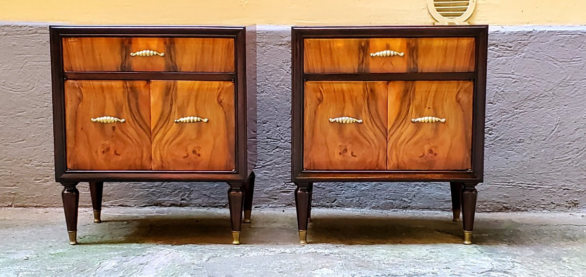 Comodini Art Decò in noce ,manifattura Italiana -photo-2