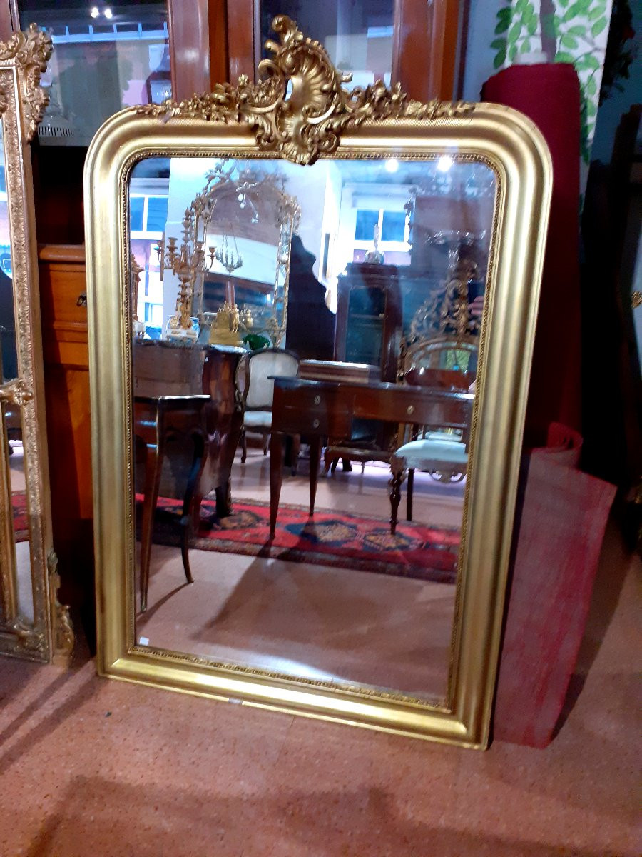 Specchiera Luigi Filippo epoca 1850 (circa) con cornice in legno  dorata ,manifattura Francese -photo-2