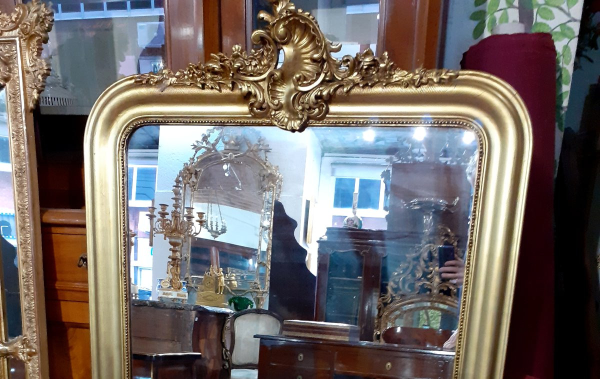 Specchiera Luigi Filippo epoca 1850 (circa) con cornice in legno  dorata ,manifattura Francese -photo-1