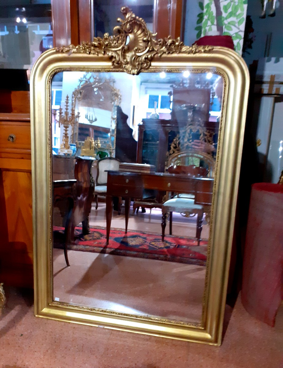 Specchiera Luigi Filippo epoca 1850 (circa) con cornice in legno  dorata ,manifattura Francese 
