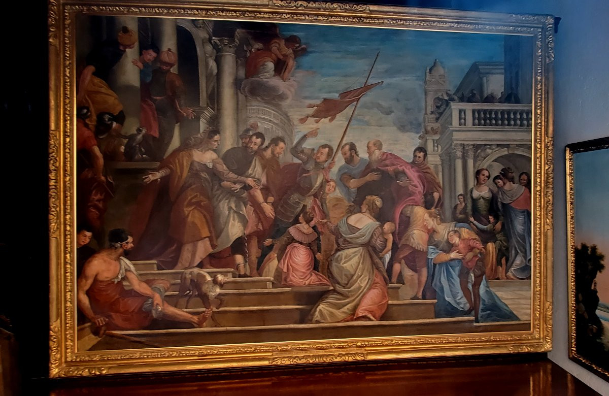 Dipinto olio su tela epoca 1750 (circa) raffigurante: Dan Sebastiano che addita la gloria -photo-4