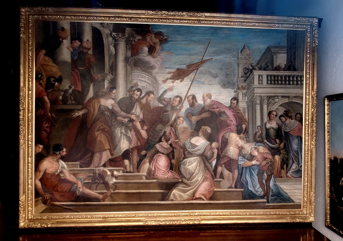 Dipinto olio su tela epoca 1750 (circa) raffigurante: Dan Sebastiano che addita la gloria -photo-4