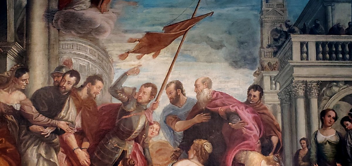 Dipinto olio su tela epoca 1750 (circa) raffigurante: Dan Sebastiano che addita la gloria -photo-5