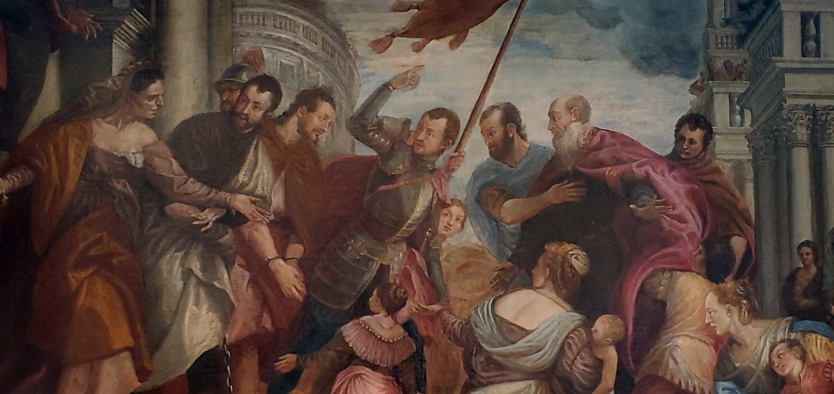 Dipinto olio su tela epoca 1750 (circa) raffigurante: Dan Sebastiano che addita la gloria -photo-6