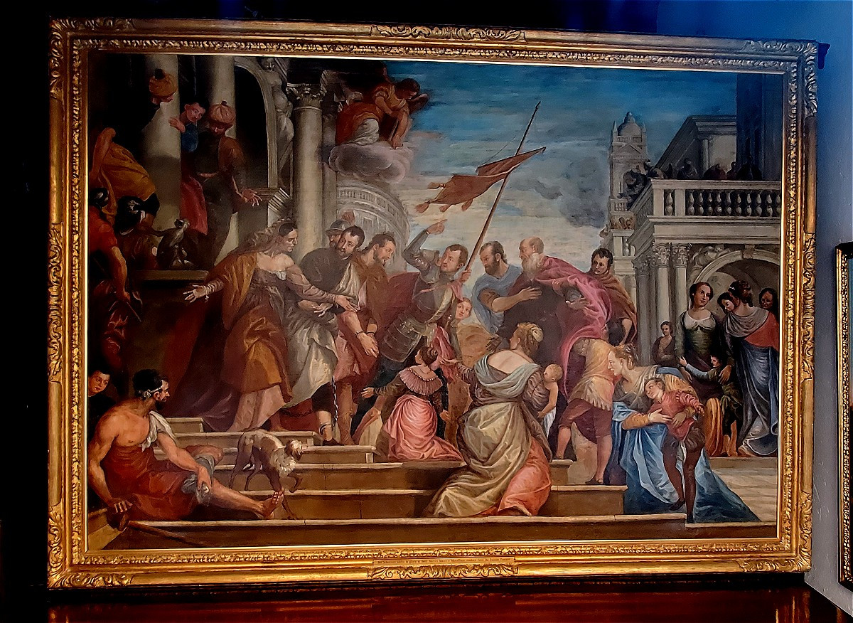 Dipinto olio su tela epoca 1750 (circa) raffigurante: Dan Sebastiano che addita la gloria 
