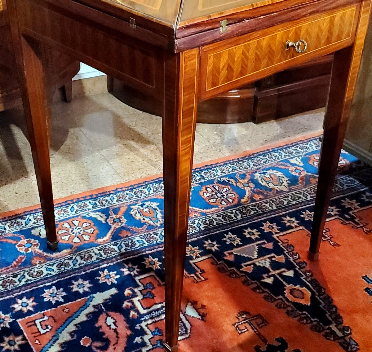 Tavolino da gioco luigiXVI manifattura francese epoca 1860 (circa) in legno rosa ,palissandro -photo-3