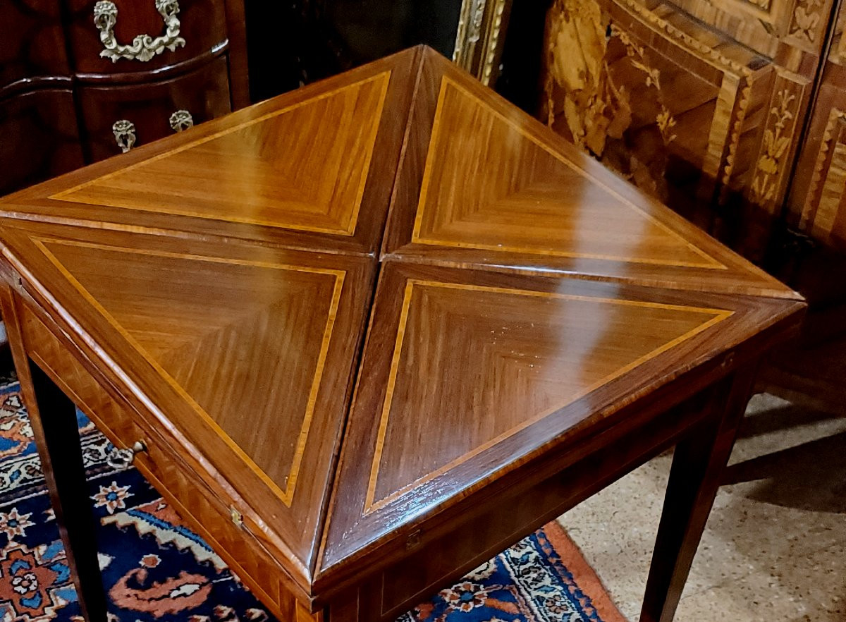 Tavolino da gioco luigiXVI manifattura francese epoca 1860 (circa) in legno rosa ,palissandro -photo-6