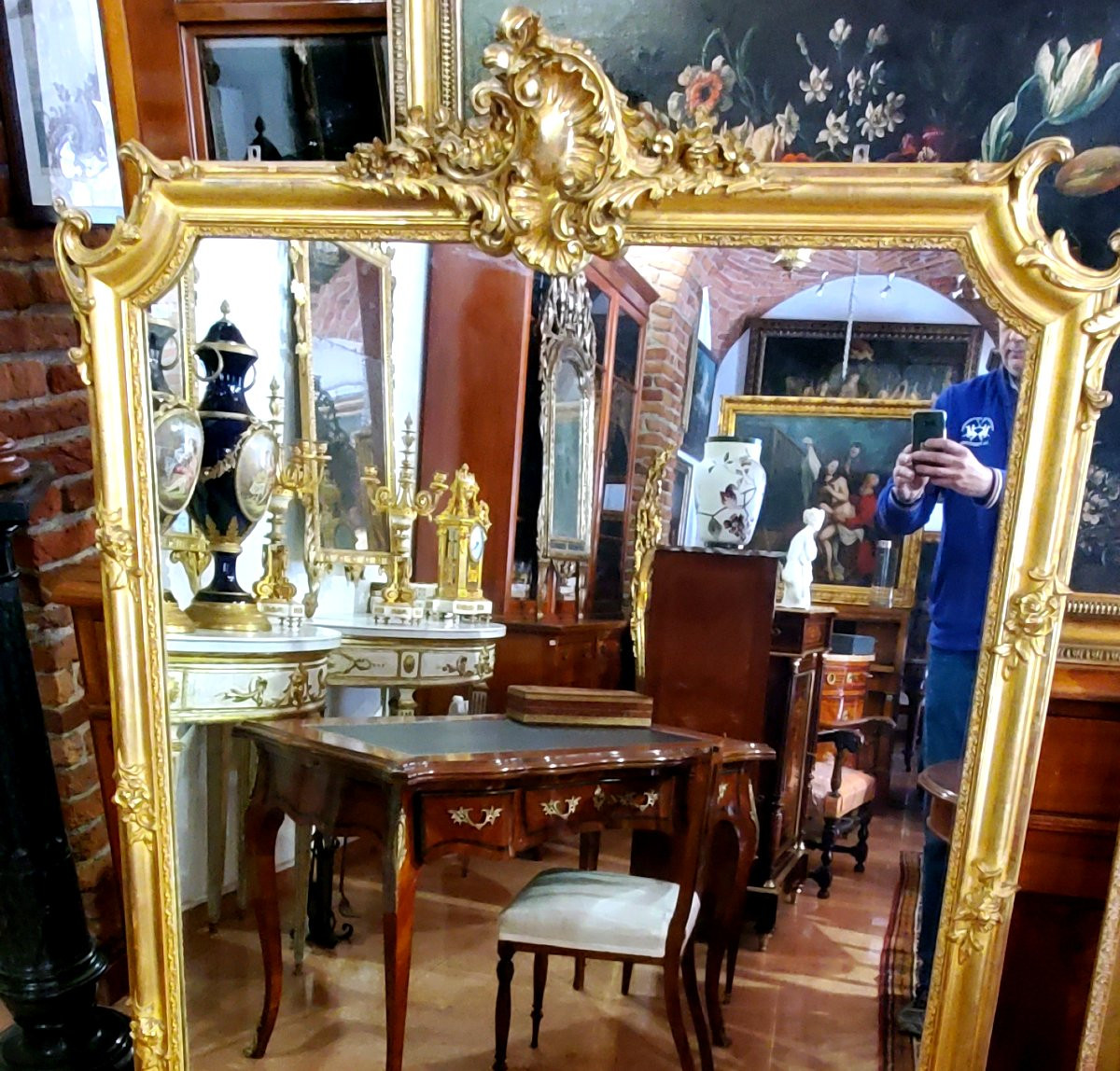 Specchiera Luigi Filippo  con cornice in legno dorato 18 kt manifattura Francese -photo-2