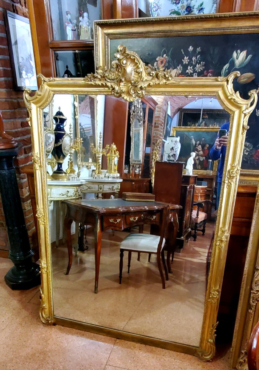 Specchiera Luigi Filippo  con cornice in legno dorato 18 kt manifattura Francese -photo-1